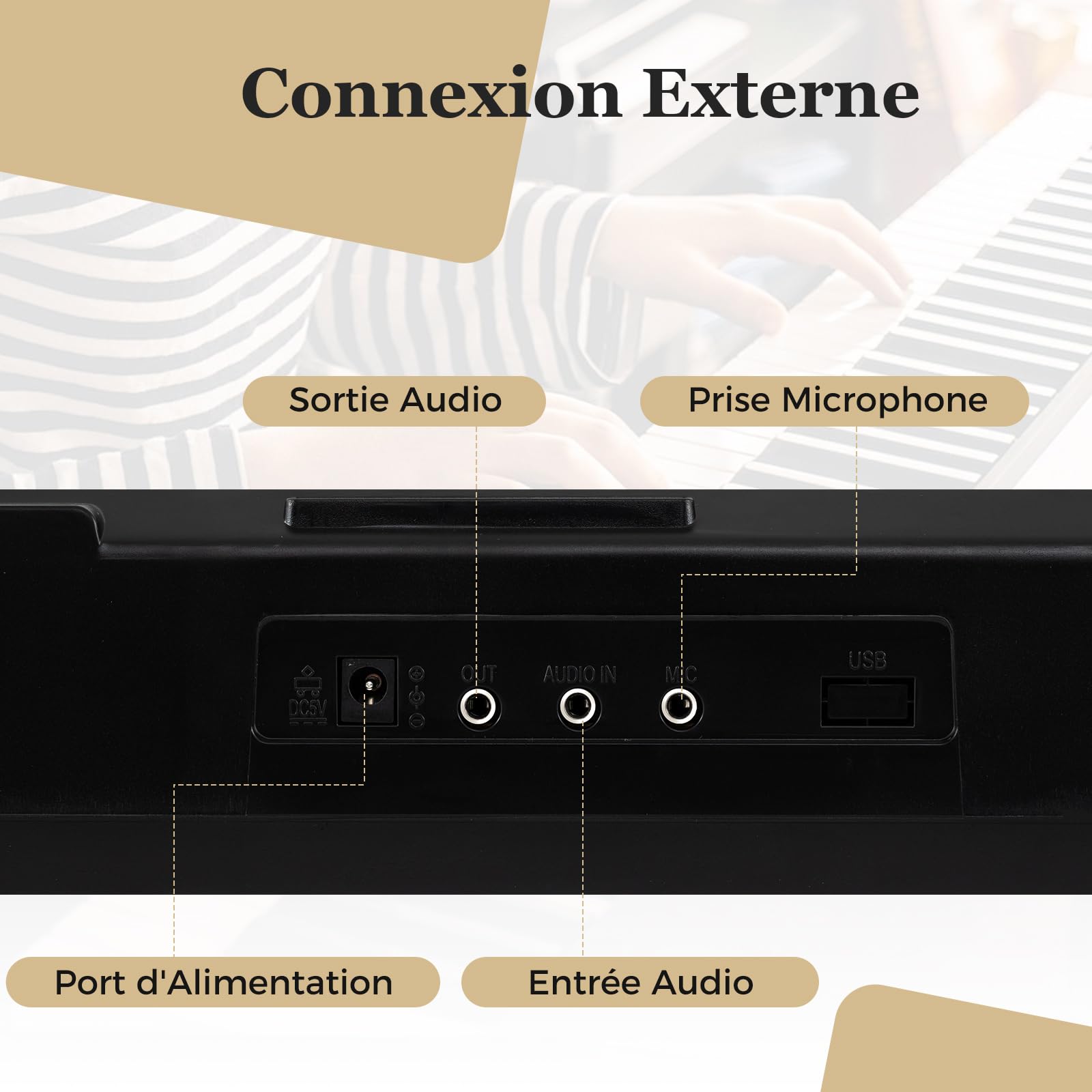 COSTWAY Piano Numérique 61 Touches avec Casque Pupitre Microphone, Clavier Piano avec 2 Haut-Parleurs, Touches Lumineuses, Mode d'apprentissage, 200 Sons 200 Rythmes 70 Démo pour Débutants