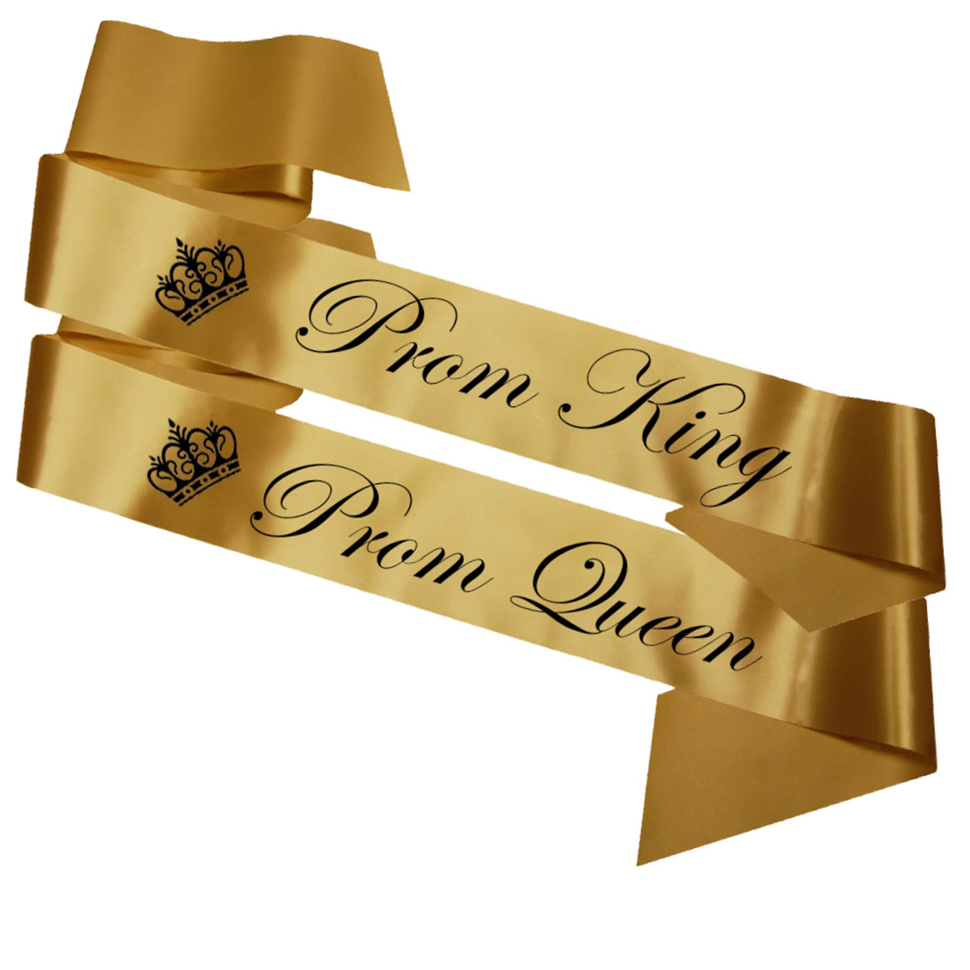 My Pretty Little Gifts Gold Prom Queen & King Sash Set - Sashes For Graduation/High School Leavers Ball