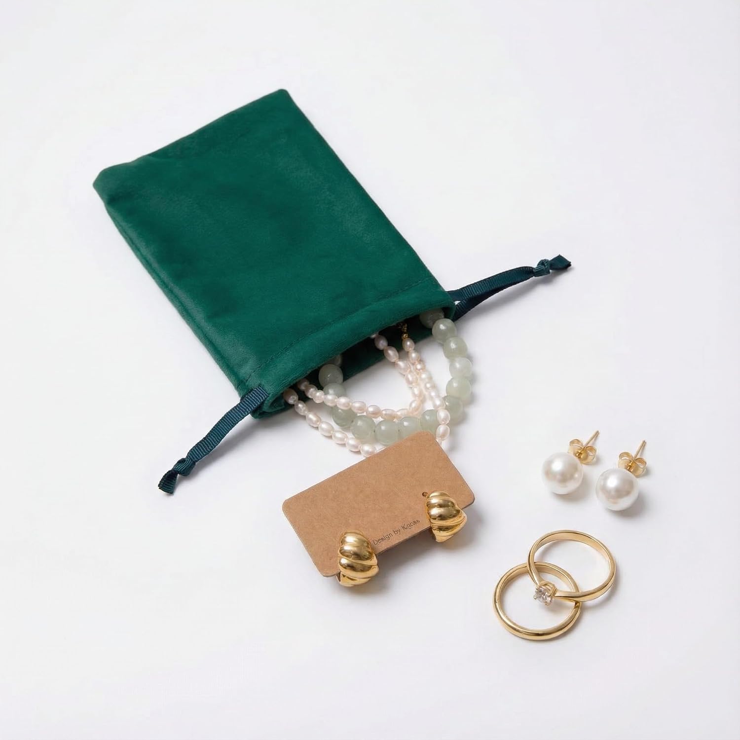 QIANF 12pcs Forest Green Drawstring Bags 3x4 inches Small Velvet Cloth Gift Bags Jewelry Pouches for Bracelet Storage Wedding Party Favor Christmas (Pack of 3) image 4