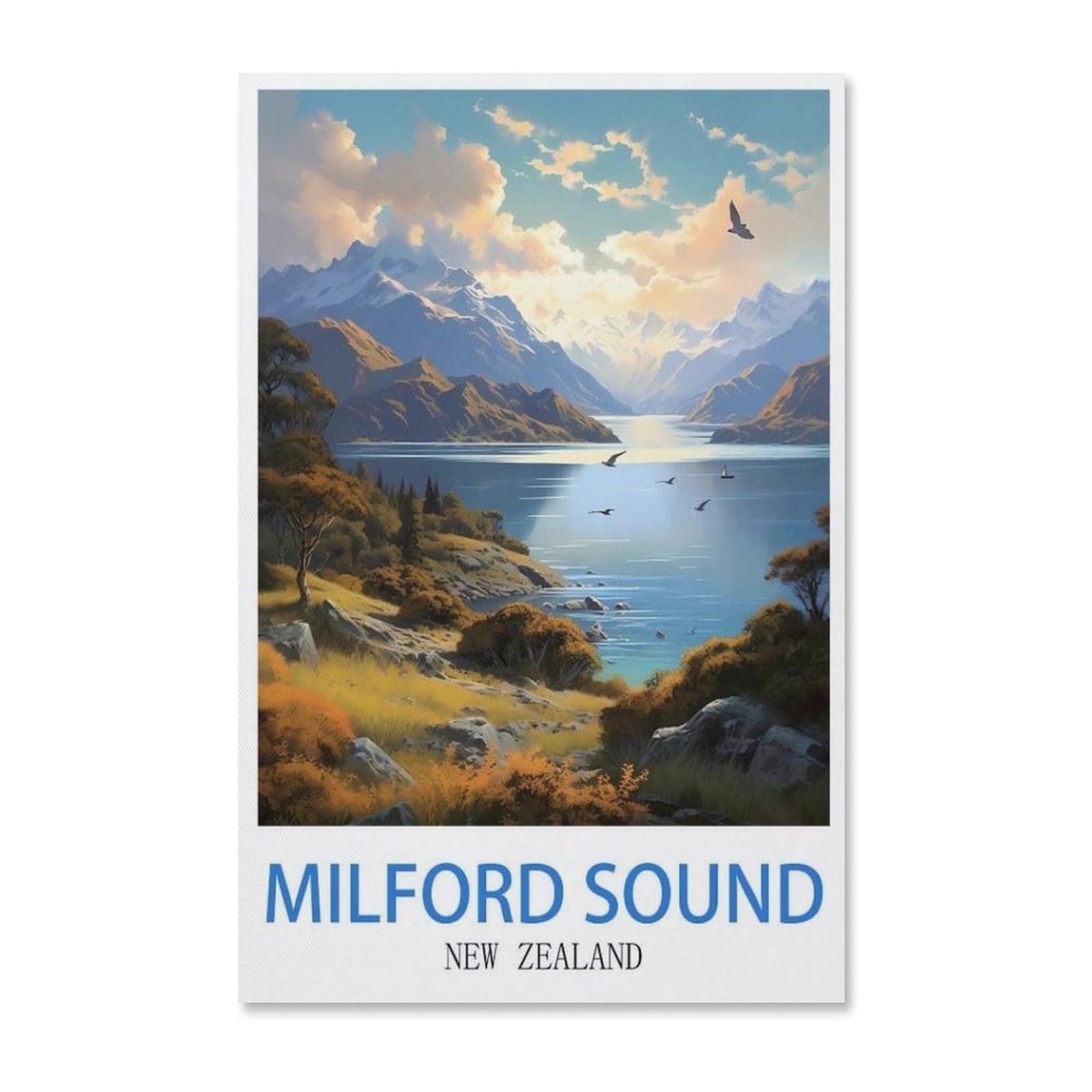 PGCKSK Full Diamond 5D DIY Diamond Painting，Milford Sound New Zealand，3D Diamond Embroidery Cross Stitch Mosaic Needle Works(40x50cm)-Y42