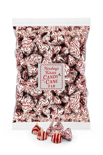 Candy Cane Kisses Christmas Edition – 2 LB (32 oz) Resealable Pouch | Individually Wrapped Peppermint Creme with Bits | Bulk Holiday Treats for Stockings, Baking & Sharing