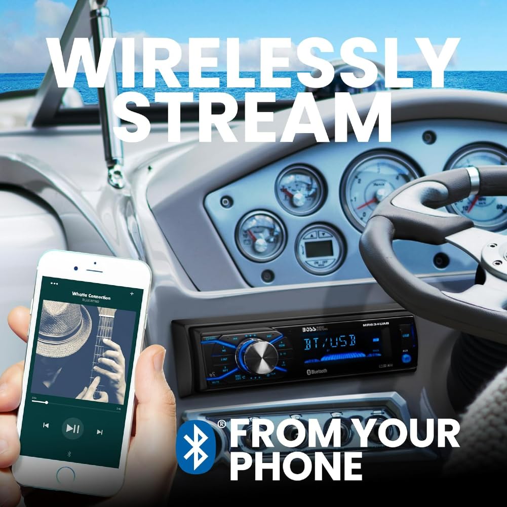 ZESTAW DO BOSS AUDIO SYSTEMS MCBK634B.6, 1 zestaw z wodoodpornym stereo AM/FM Bluetooth, 1 para głośników i 1 antena dipolowa, 1 zestaw + akcesoria gratis