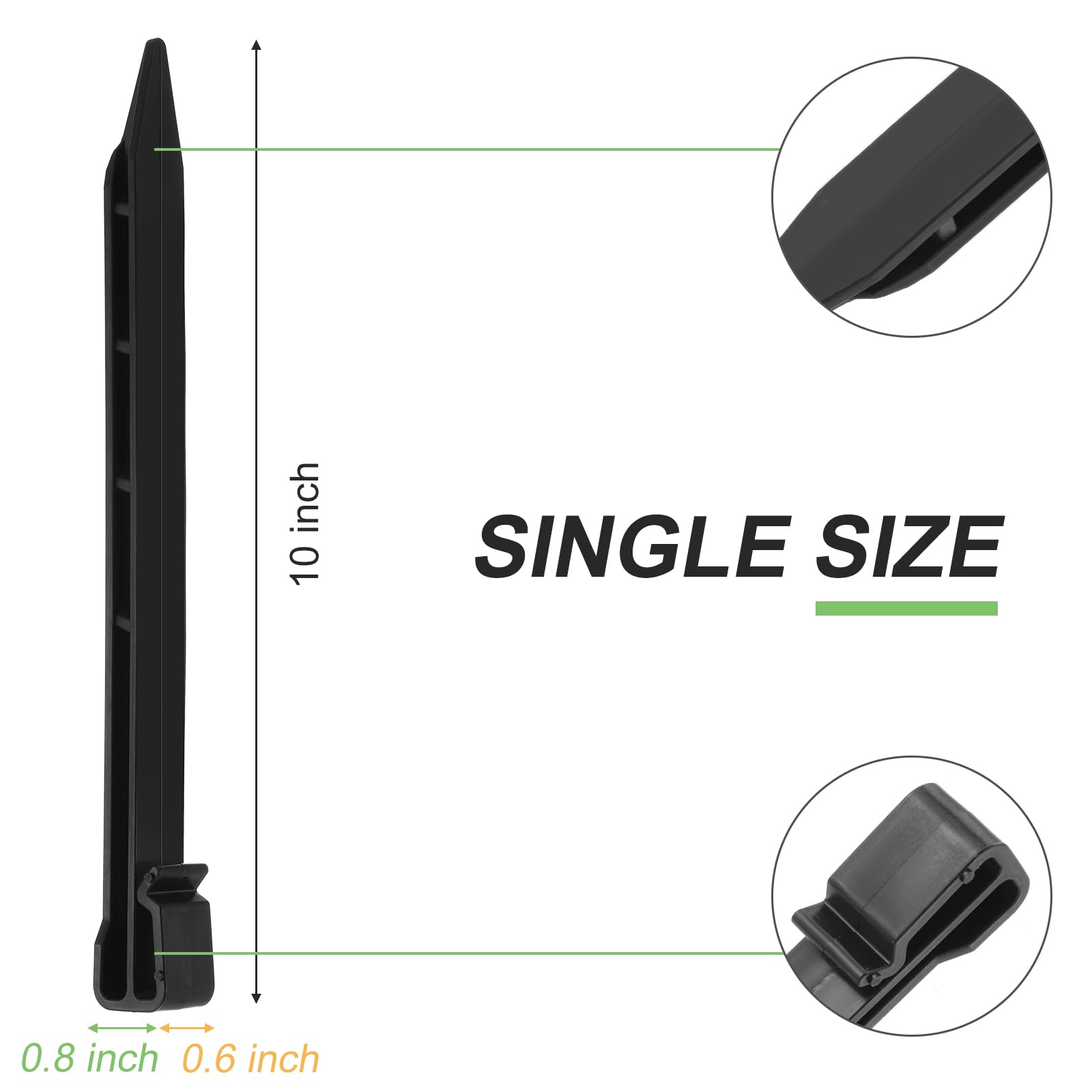 50 Pack Inflatables Stakes 10 inch Heavy Duty Black Plastic Stakes Tent Stakes Anchoring Spikes for Edging Terrace Board and Christmas Inflatables Garden Decorations Nails