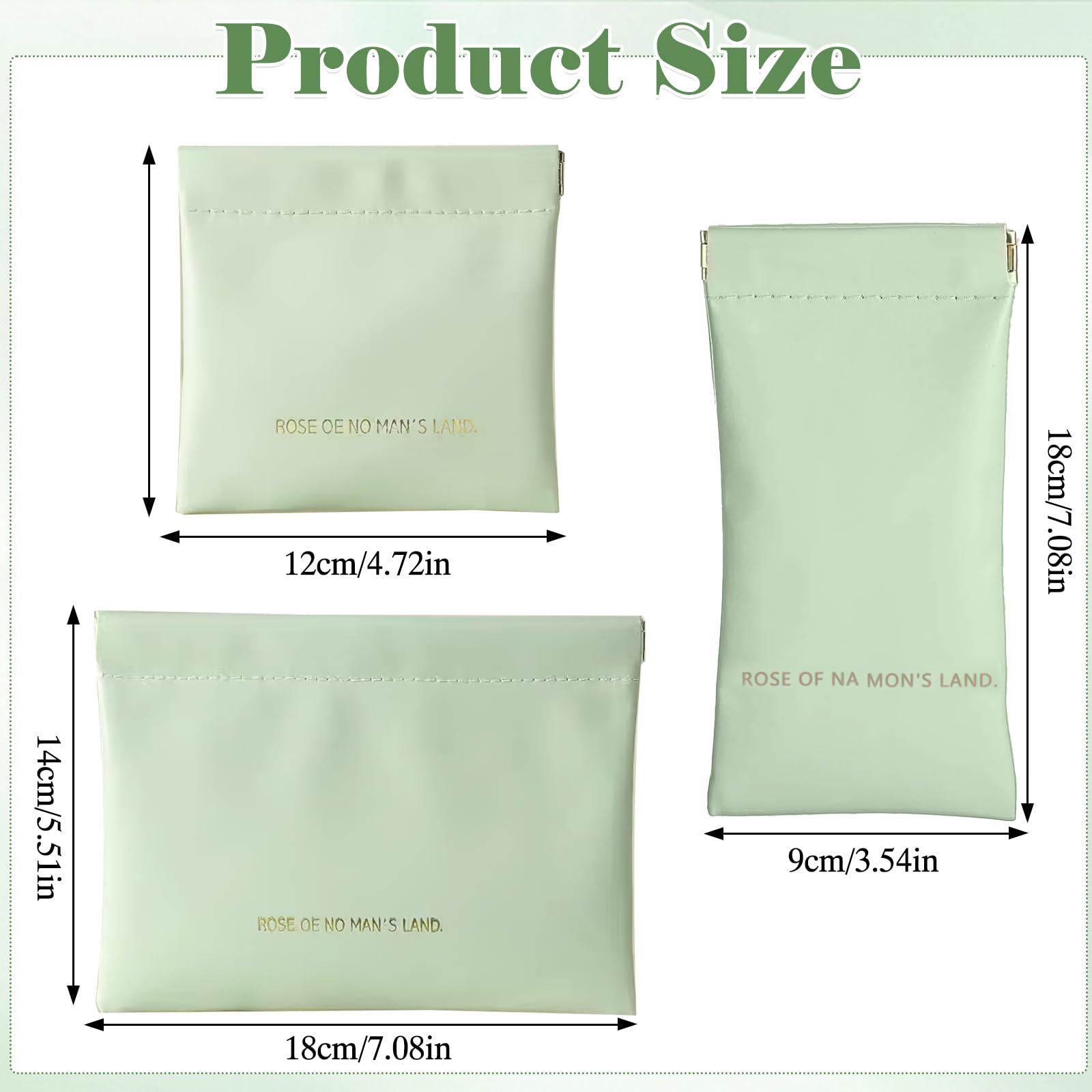 CoolShef Small Pouch for Women, PU Leather Mini Travel Organizer Bag for Purse, Cosmetic Coin Purse for Lipstick, Jewelry, Headphones, Glasses Case or Sunglasses Pouch, Matcha Green, 3PCS 1