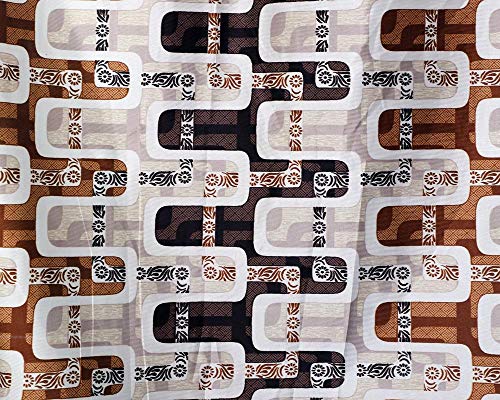 Image of Exporthub 2 Pieces Fancy Design Brown Box Polyester Eyelet Window Curtains - Length 6 Feet, (EHSPR711 64)