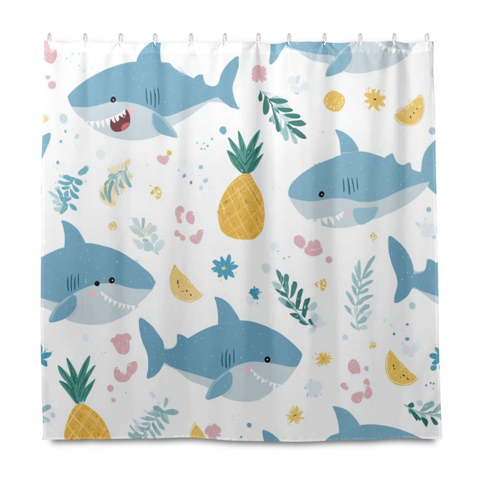 Rideau de douche imperméable et lavable motif requin pour la famille