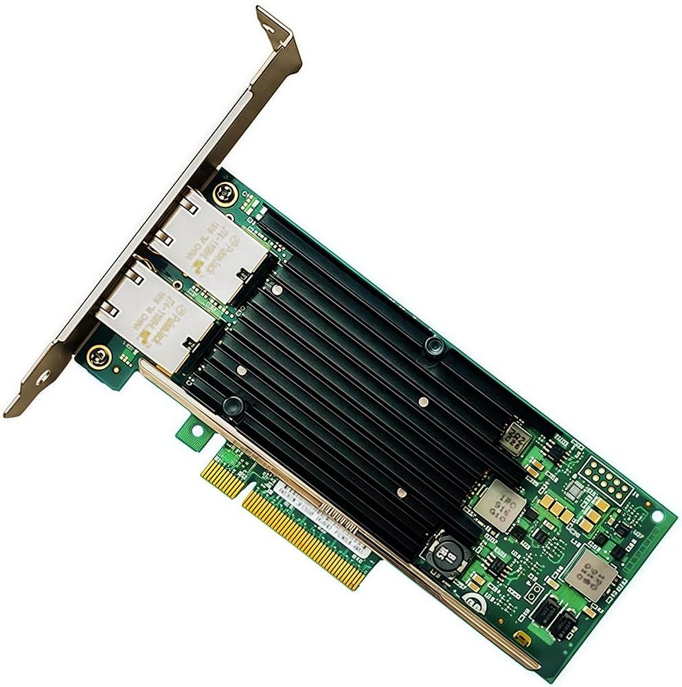 10GbE RJ45 Network Card Compatible with X540-T2 PCIe Ethernet Card with X540 Controller, 2 Ports 10GBASE-T RJ45, PCIe 2.0, SR-IOV Jumbo Frames PXE iSCSI PCI Network Adapter