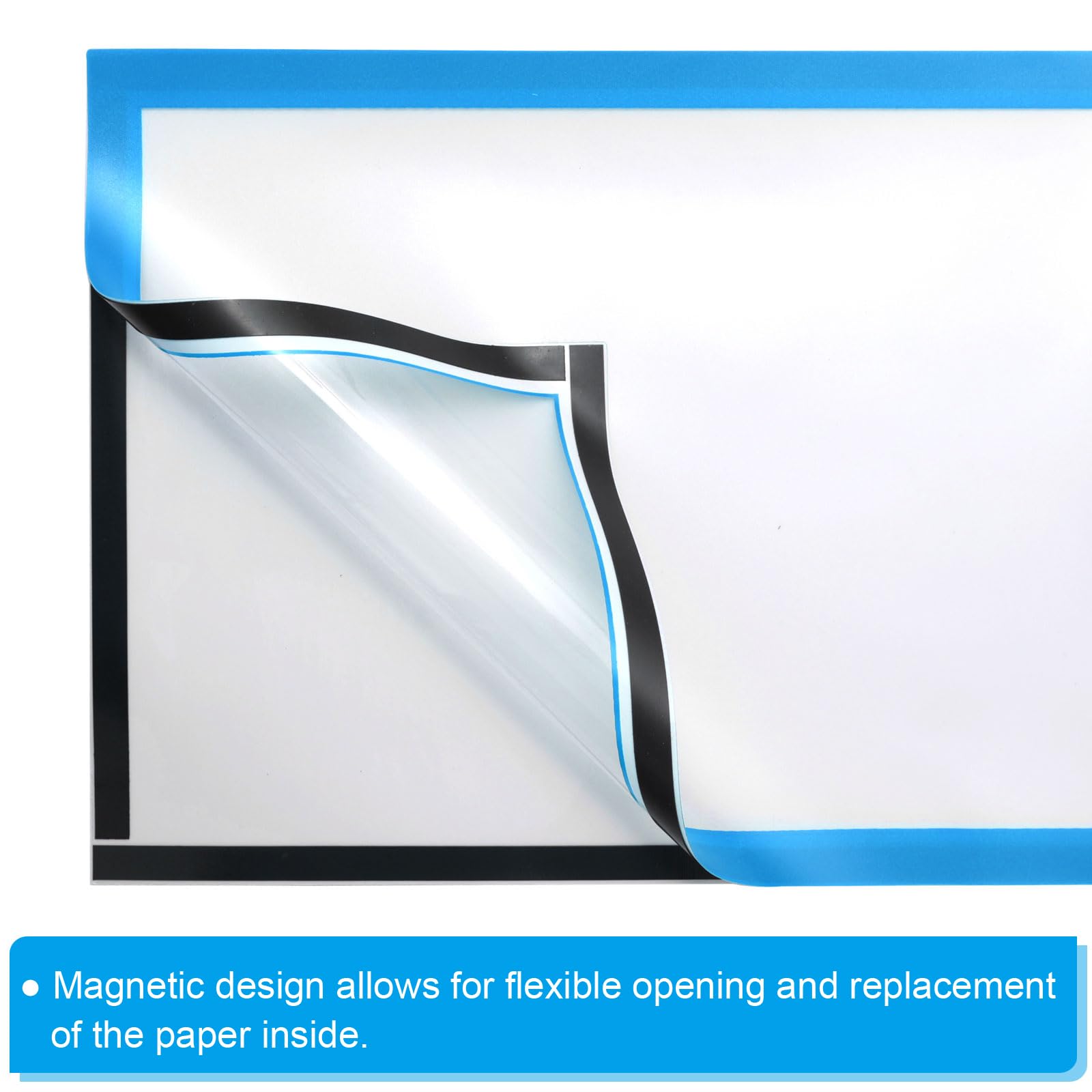 PATIKIL 8"X12" Magnétique Affichage Cadre, 5 Paquet A4 Auto-Adhésif Magnétique Panneau Support Double Fenêtre Panneau Support pour Mur Bureau Réfrigérateur, Bleu