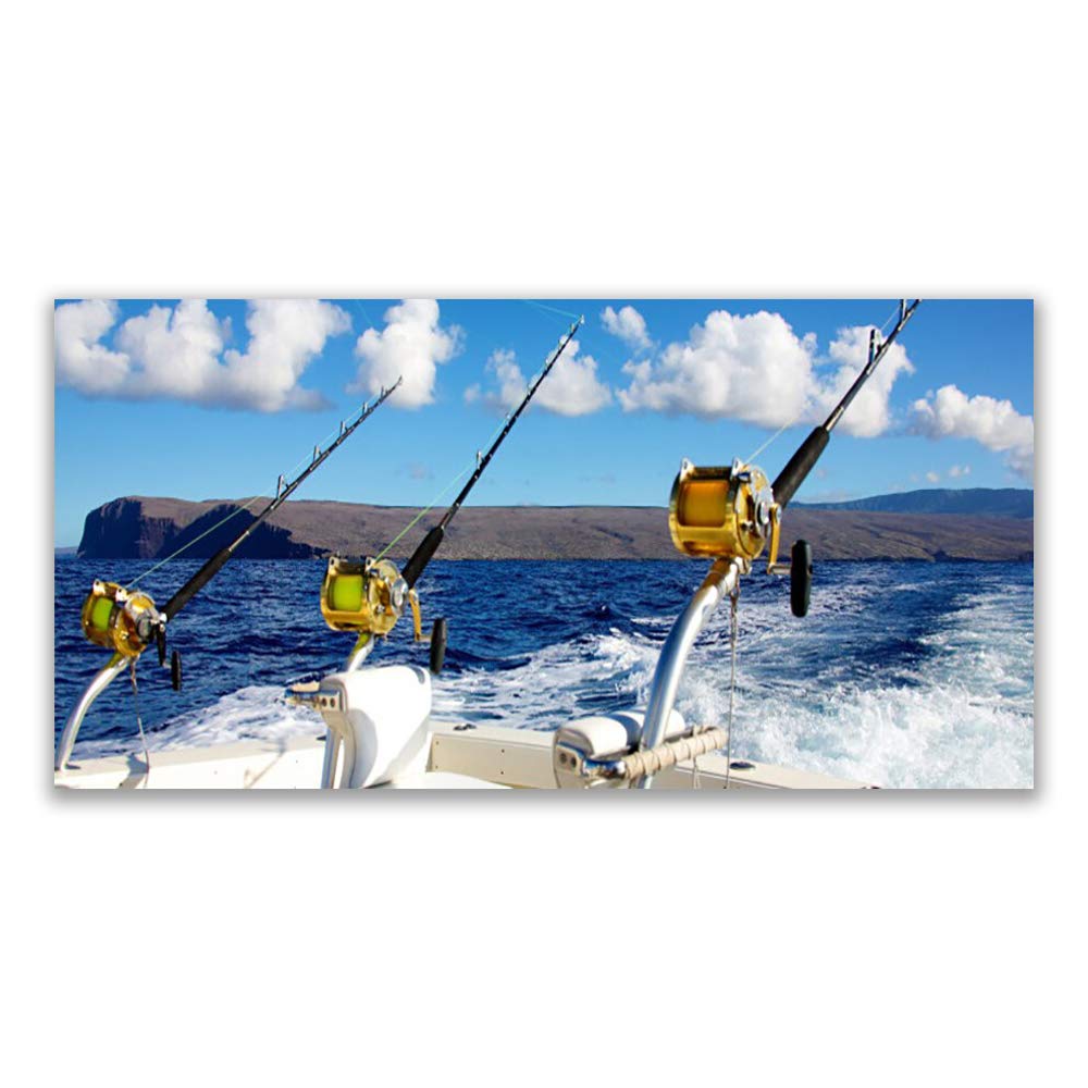 Tableau déco mural moderne design 120x60cm en verre trempé avec impression paysage de mer