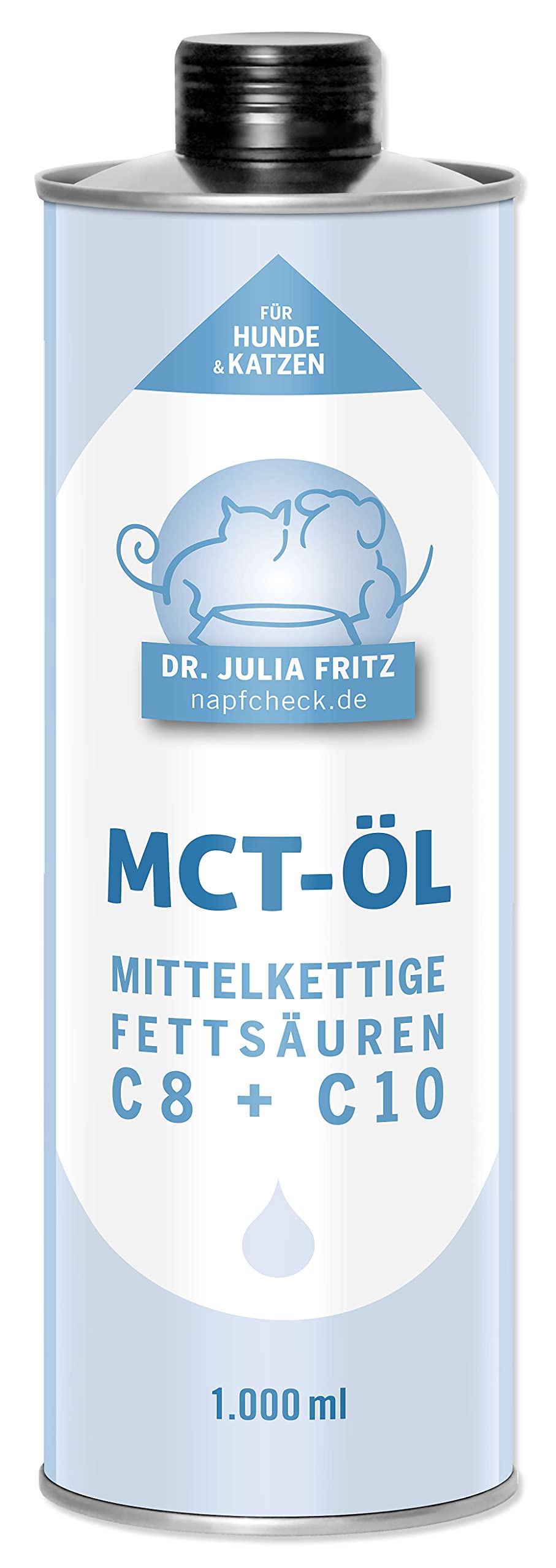 MCT Öl - mittelkettige Fettsäuren C8 und C10 - für Hunde und Katzen - 1000 ml