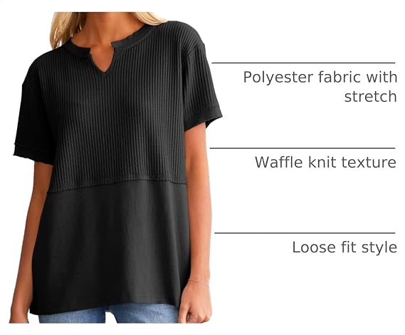 SHEWIN Women Summer Tunic Tops Waffle Knit Shirts