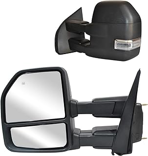 WLLW Towing Mirrors fit for Ford F150 Pickup Truck 2015 2016 2017 2018 2019 2020 Power, Heated, Turn Signal, Temperature Sensor, Puddle Lights, Spot Auxiliary Lamp, 22-Pin Plug