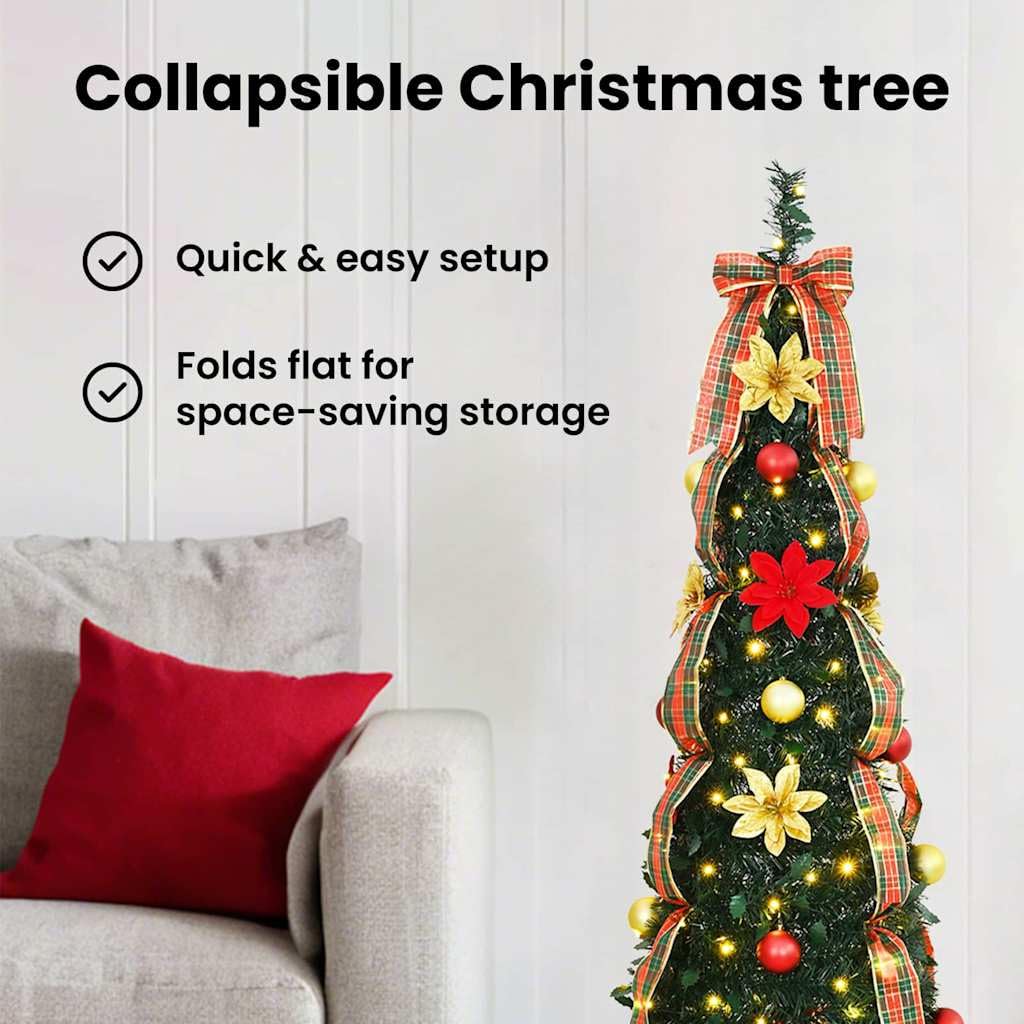 vidaXL Künstlicher Weihnachtsbaum mit 200 LEDs Grün 215 cm PVC