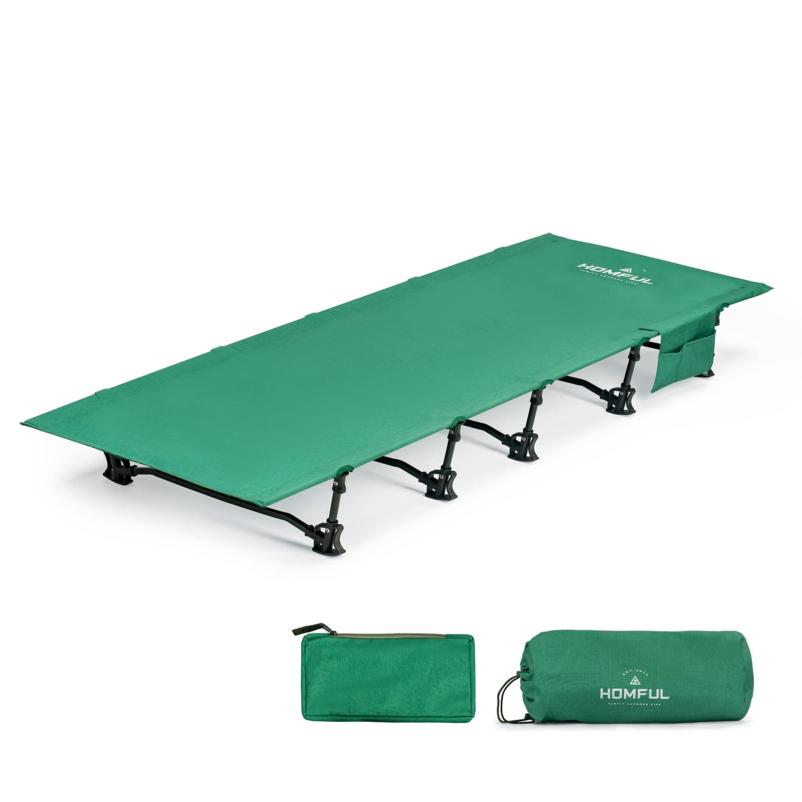 HOMFULUltralight Camping Cot Portable Folding Backpacking Cot Bed, Supports 330lbs, Lightweight Compact for Adults for Outdoor Travel, Hiking, Home