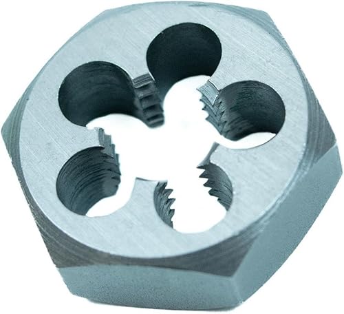 Miniatura 22 de Century Drill & Tool, 98221, 1-14 NF, Troquel hexagonal, Roscas externas de corte de precisión, Acero de aleación de alto carbono