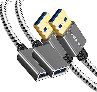 Short USB 3.0 Extension Cable, CableCreation 2-Pack USB 3.0 A Male to Female Extender Compatible with VR, Playstation, Keyboard, Printer, Scanner, Space Gray Aluminum,1FT