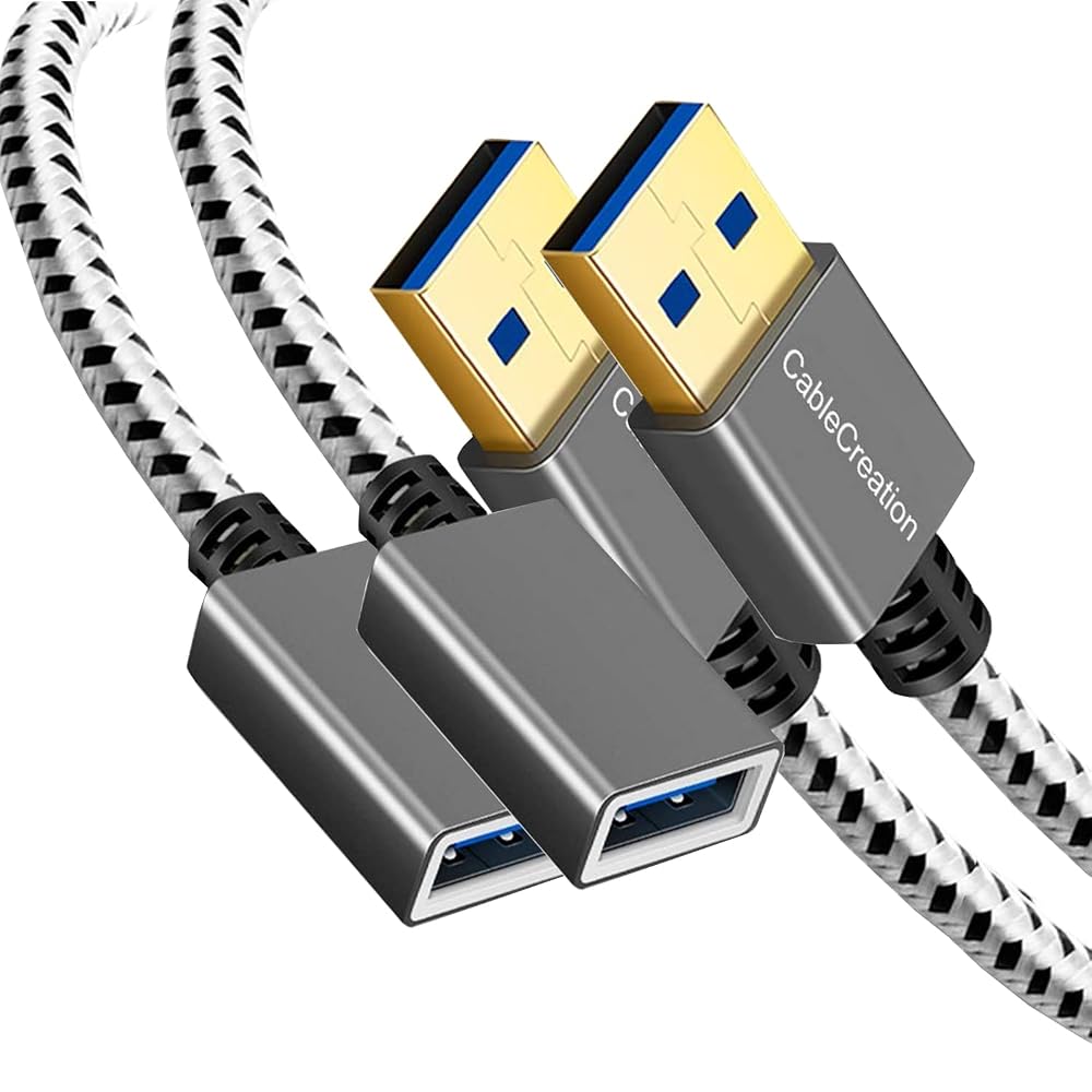 Exclusive Access CableCreation [2-Pack] Short USB 3.0 Extension Cable 1FT, USB 3.0 A Male to Female Extender for VR, PlayStation, Xbox, Keyboard, Printer, Scanner, Space Gray 0.3m