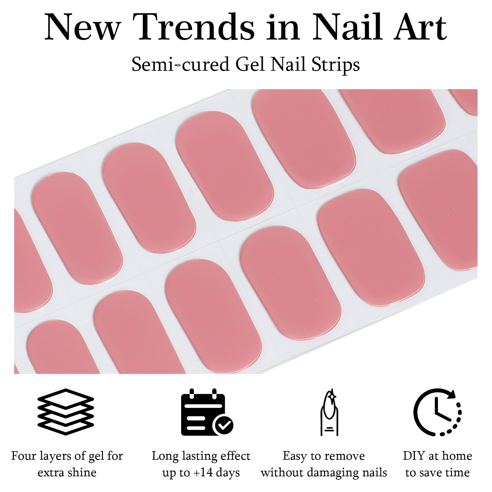 Semi Cured Gel Nails Strips, 20 PCS Gel Nail Stickers, Nail Polish Strips - Image 3