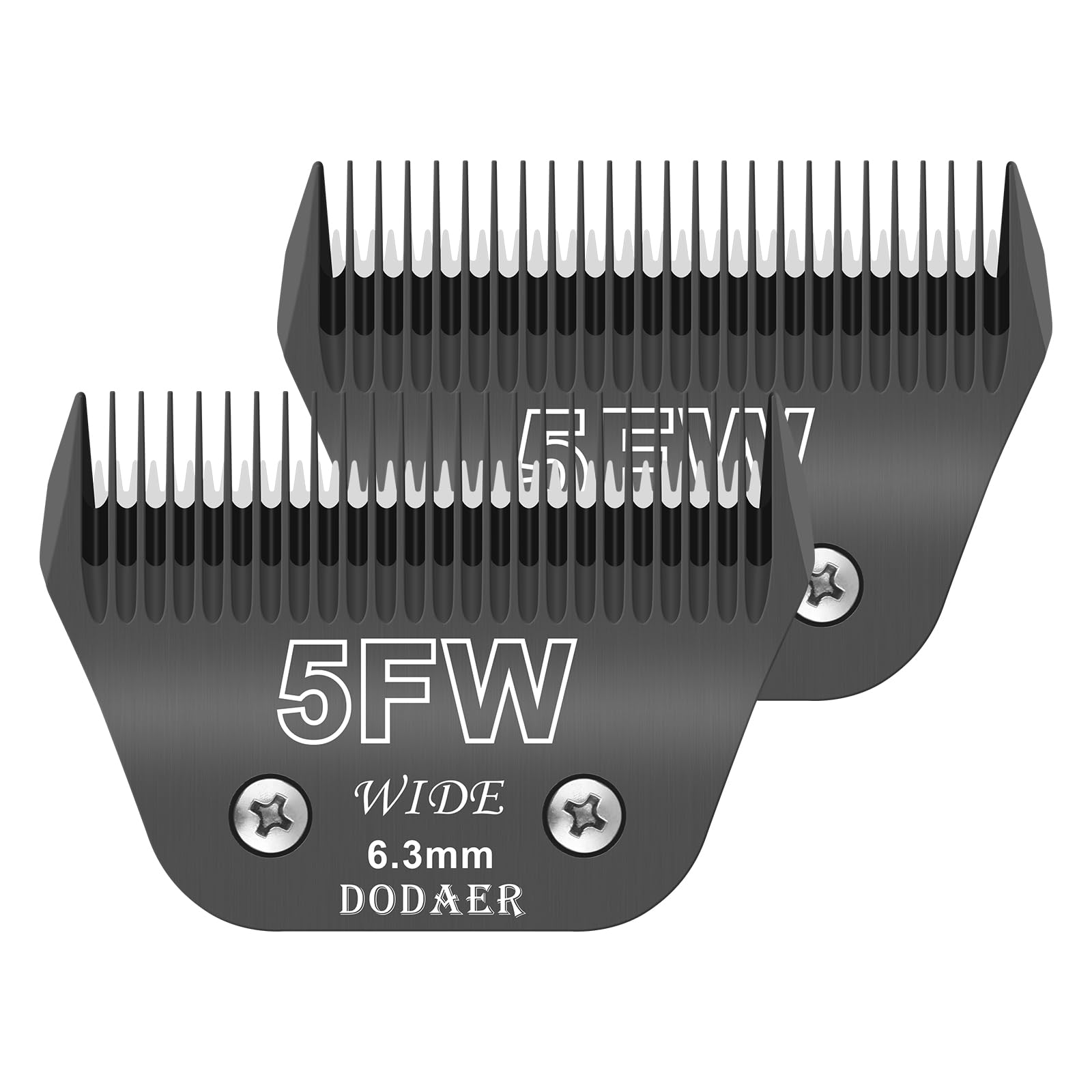 DODAER 5FW Wide Blades for Dog Grooming,Compatible with Andis,Oster A5,Wahl km10 Clippers,Cutting Length 1/4",2 Pack (Black)