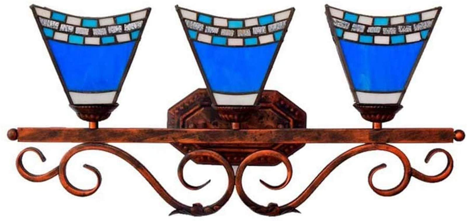 IUokLU Wall Lamp for Bedroom 3 Light Bathroom Vanity Light,Tiffany Style Stained Glass Wall Lamp,Vintage Baroque Wall Lamp,Decoration Handmade Gift Wall Sconces Fixtures for Bathroom Bedr(F)