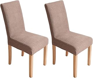Stretch Jacquard Dining Chair Covers - Removable & Machine Washable, Pet Friendly Breathable Fabric for Home & Hotel Use(Vintage Brown,2pcs)
