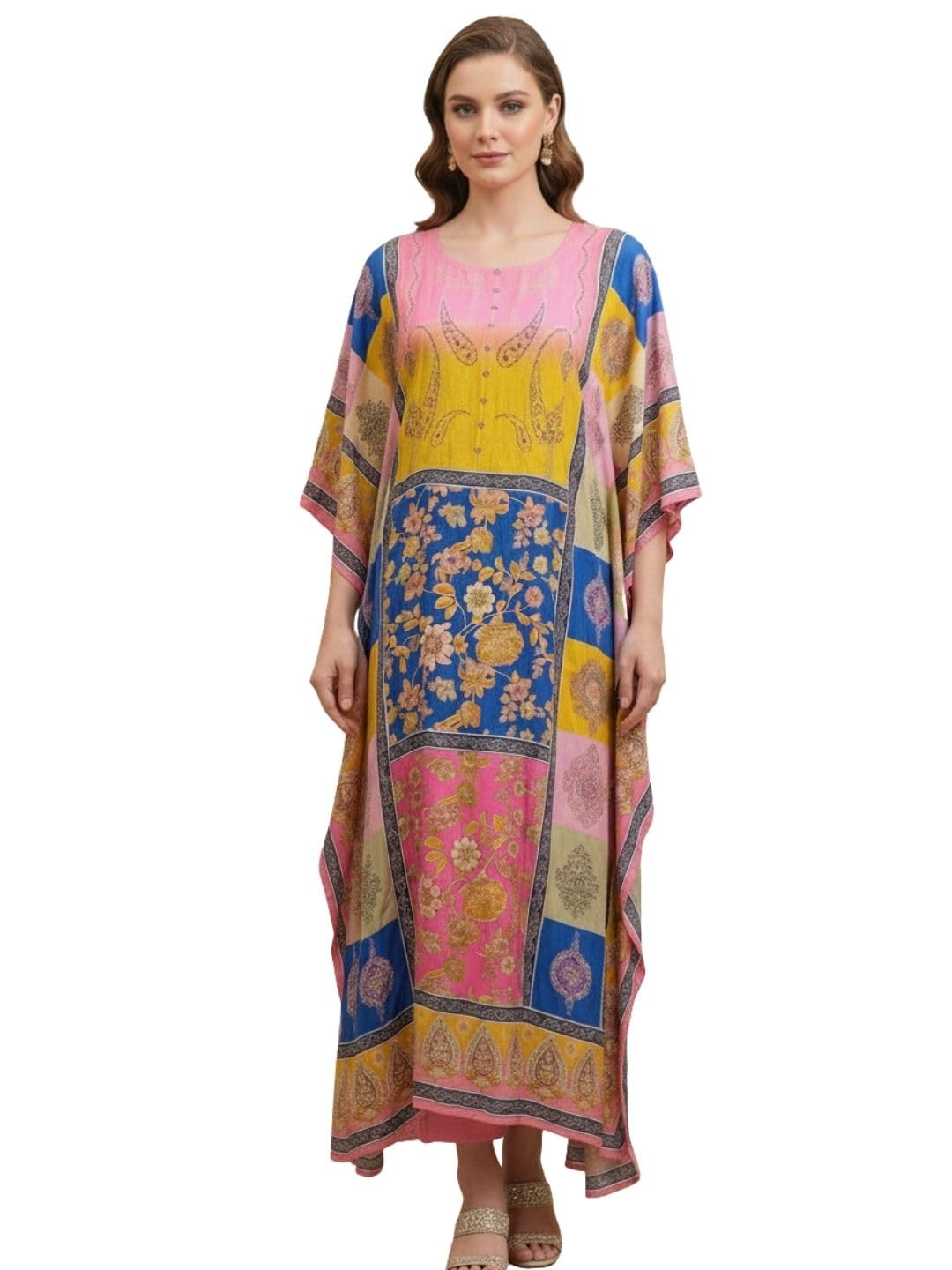 pranisha Women Multicoloured Printed Kaftan Pant Set-picture-13