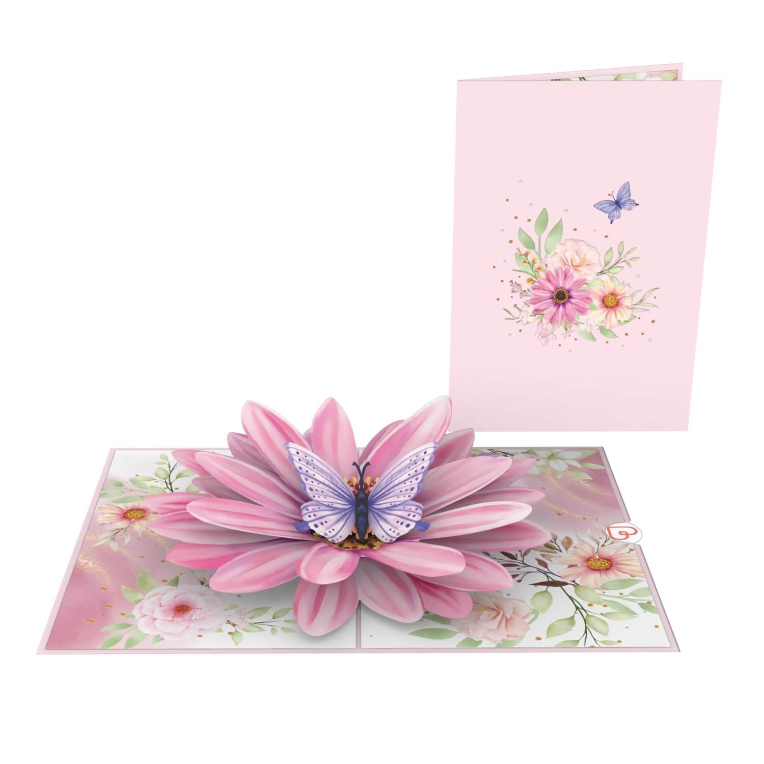 papercrush® Kartka pop-up 3D z motywem kwiatu i motylem, dla kobiet, dziewczyny i mamy, z życzeniami powrotu do zdrowia, podziękowaniami, dla dodania otuchy, powodzenia z z okazji narodzin dziewczynki