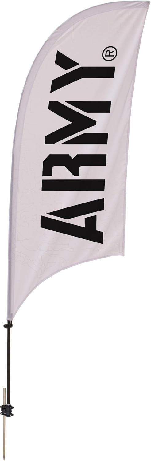 Army Black Knights College Sports Printed Feather Flag - NCAA Licensed - Super Polyester - School Banner (White, Black) (7.5' Spike Base)