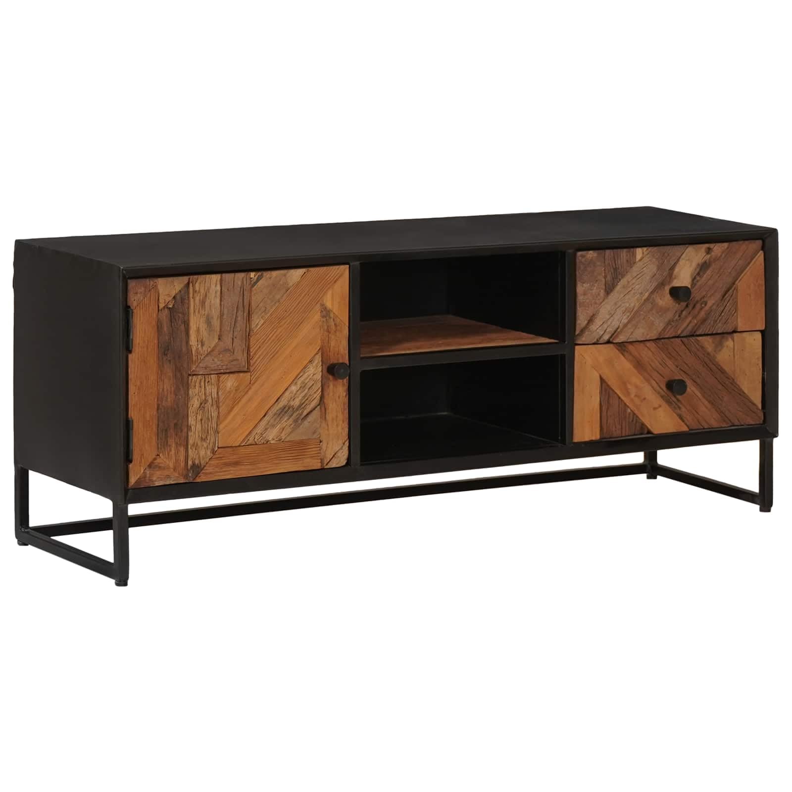 Hothingwell Mueble TV Madera Recuperada 105 cm | Con Cajón, Almacenamiento Multimedia, Estilo Moderno, Ensamblaje Fácil