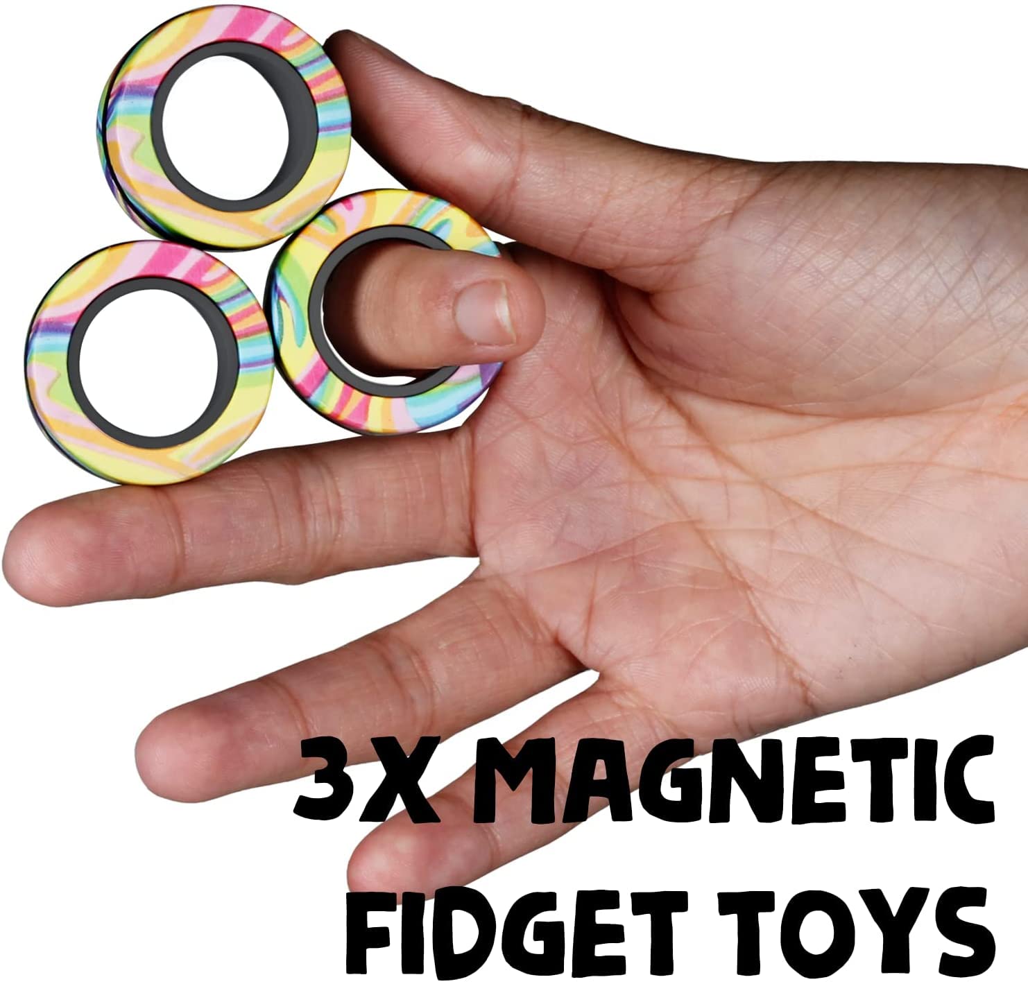 3 Anelli Magnetici Fidget Per Ansia E ADHD – Giocattolo Antistress Cielo Stellato Per Bambini E Adulti