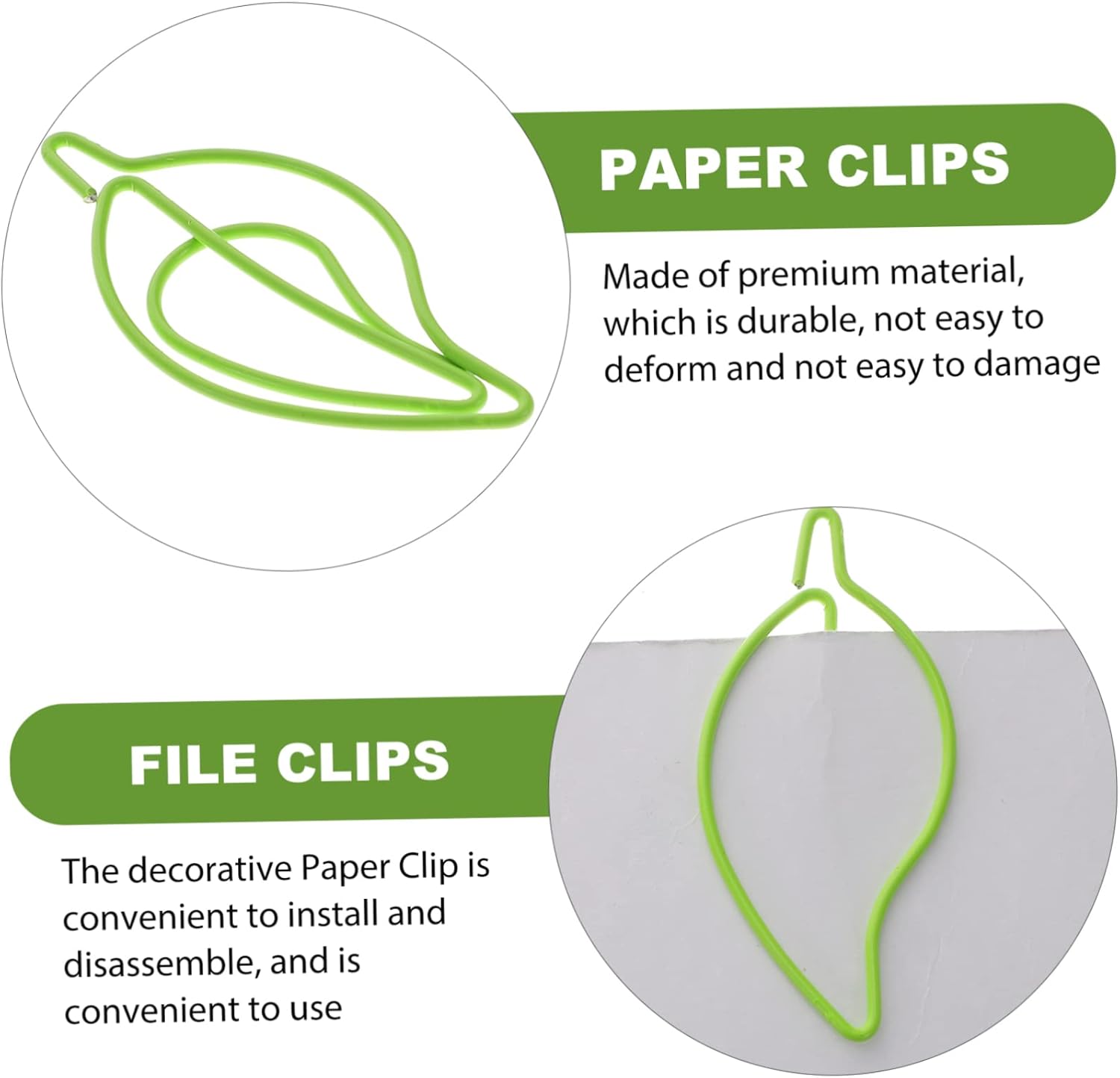 SHINEOFI 90pcs Creative Leaf Paper Clips Metal Document Clips for Office Use Unique Design for Organizing Files Memos Photos