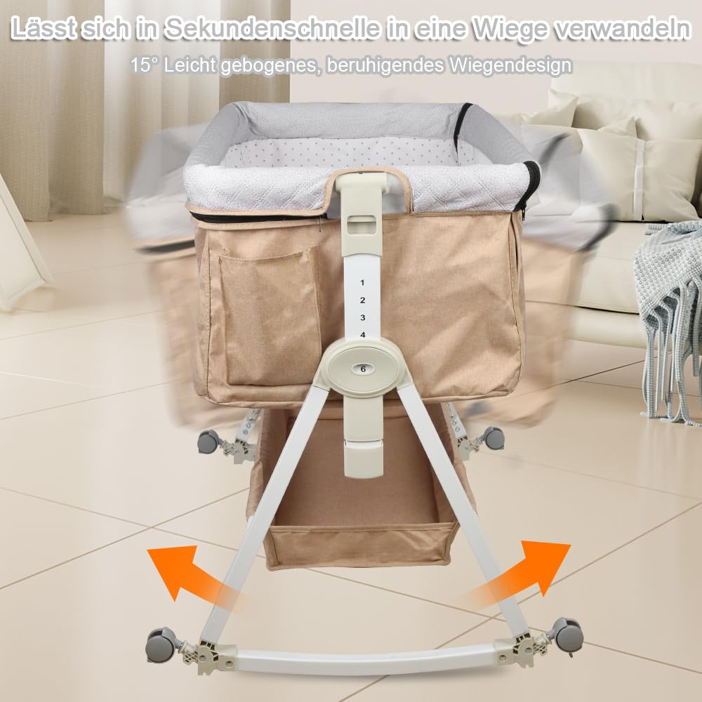 OHMG Cuna de bebé elevable con modo sueño y cuna, cuna de bebé con mosquitera para recién nacidos de 0 a 36 meses, suficiente espacio de almacenamiento, puede soportar 50 kg
