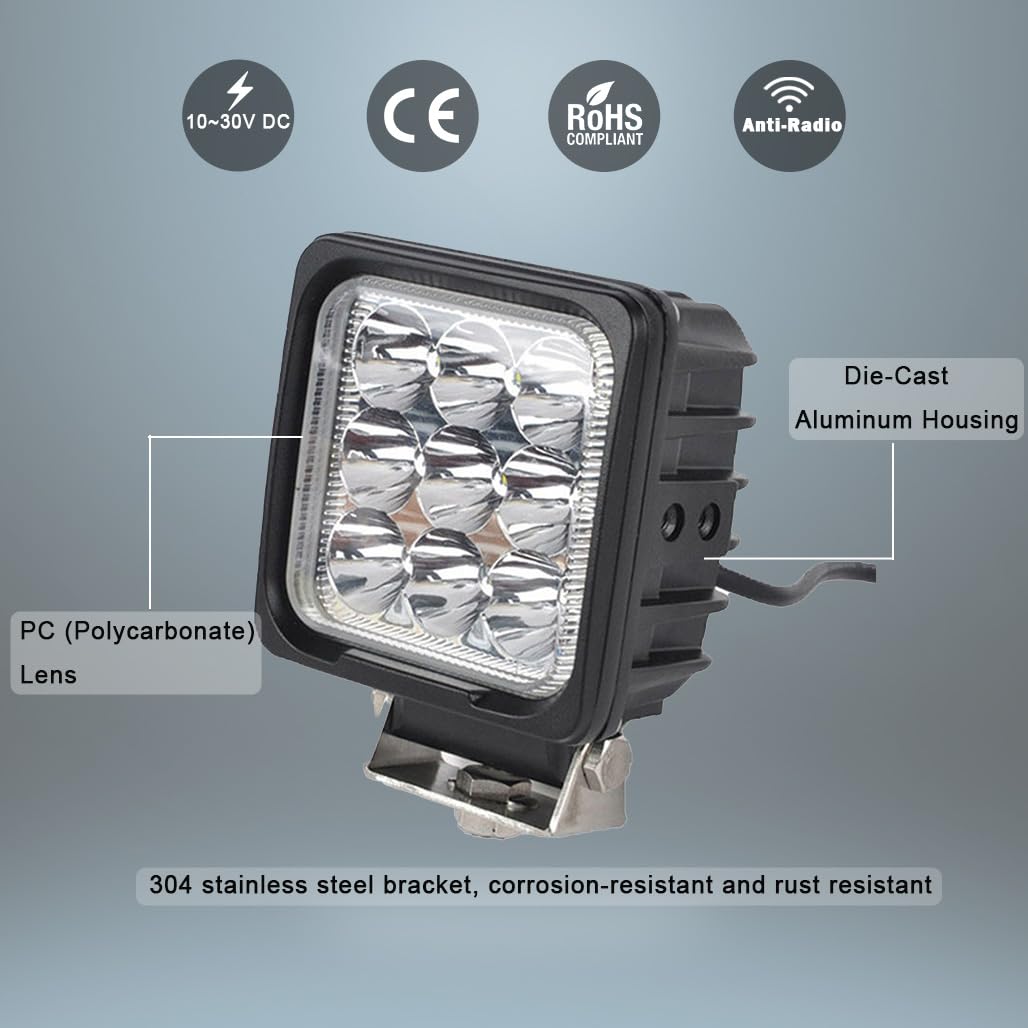 27W Led Arbeitsscheinwerfer Blau 12v für Bauernhof Sprayer 2160 Lumen IP67 wasserdicht
