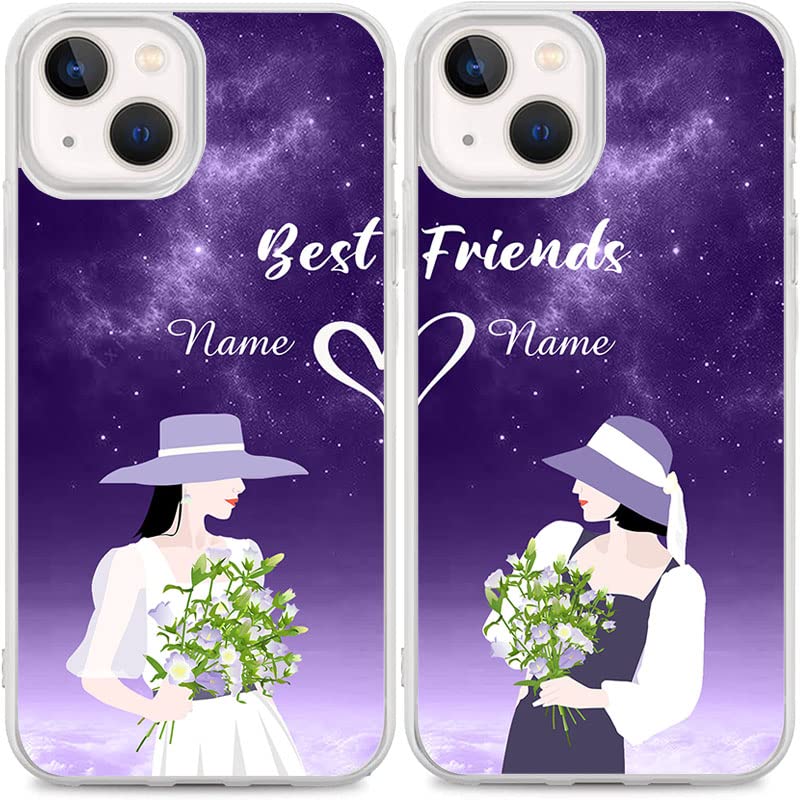 iPhoneアクセサリー my friend smartphone case Amazon.com: Custom Name BFF Bestie Forever Couple Phone Cases for