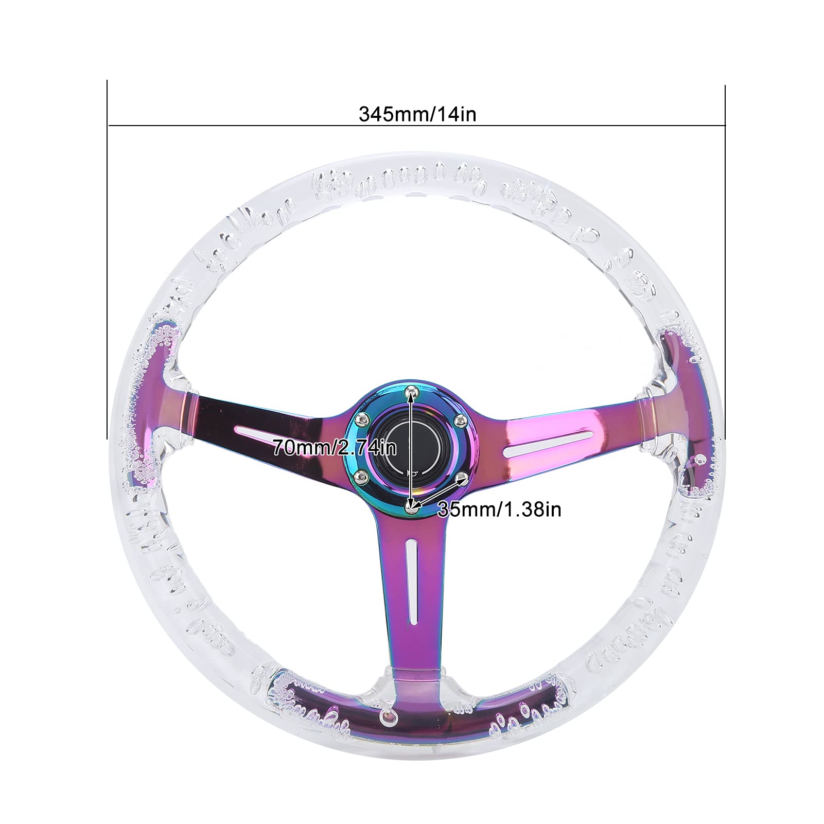 VBESTLIFE 14 Cal Kierownica Przycisk Klaksonu Akcesoria (WHITE)
