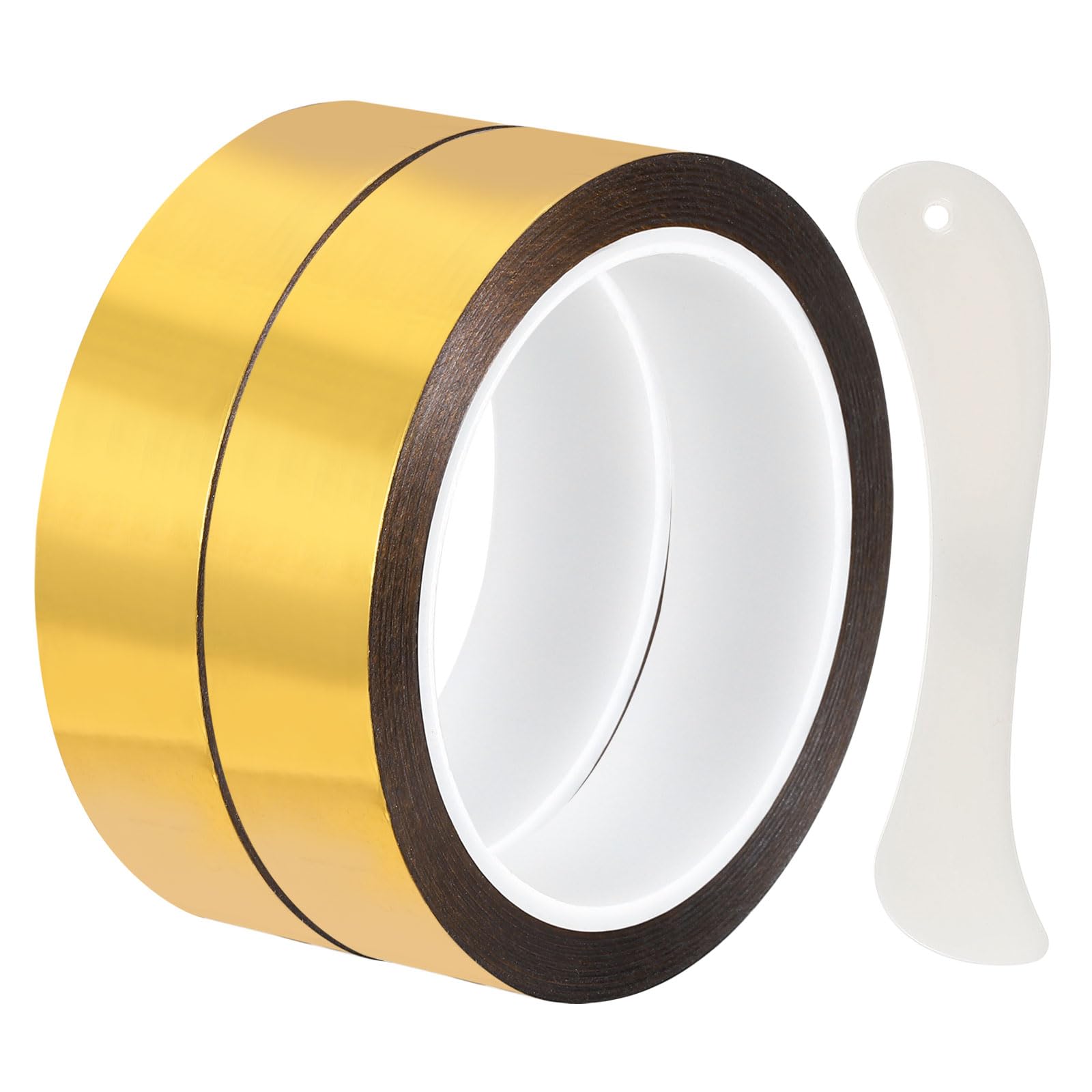 DEFANEX Metallic Mirror Tape (25mm x 50m, 0.05mm, Gold)(2 Roll) Self Adhesive Duct Tape, for Wall Decoration Border DIY Gift Wrap