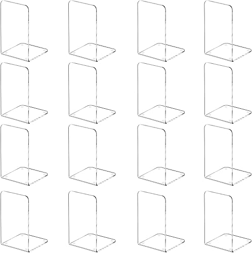 Lulonpon 16 Piezas Sujetalibros, Sujetalibros, Sujetalibros para Estantes, Sujetalibros para Libros Pesados, Sujetalibros Transparentes,