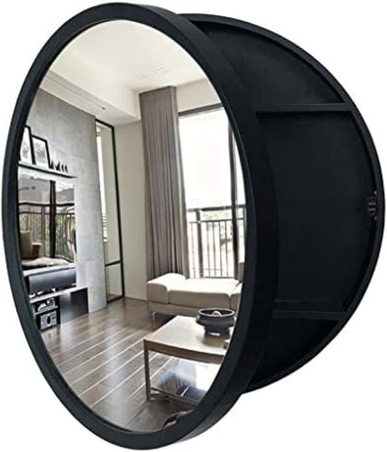 FGXHHS Black Solid Wood Round Cabinet - 70cm Vanity with Storage Function for nized Space, Stylish Wall Decor, Perfect Modern Bathrooms