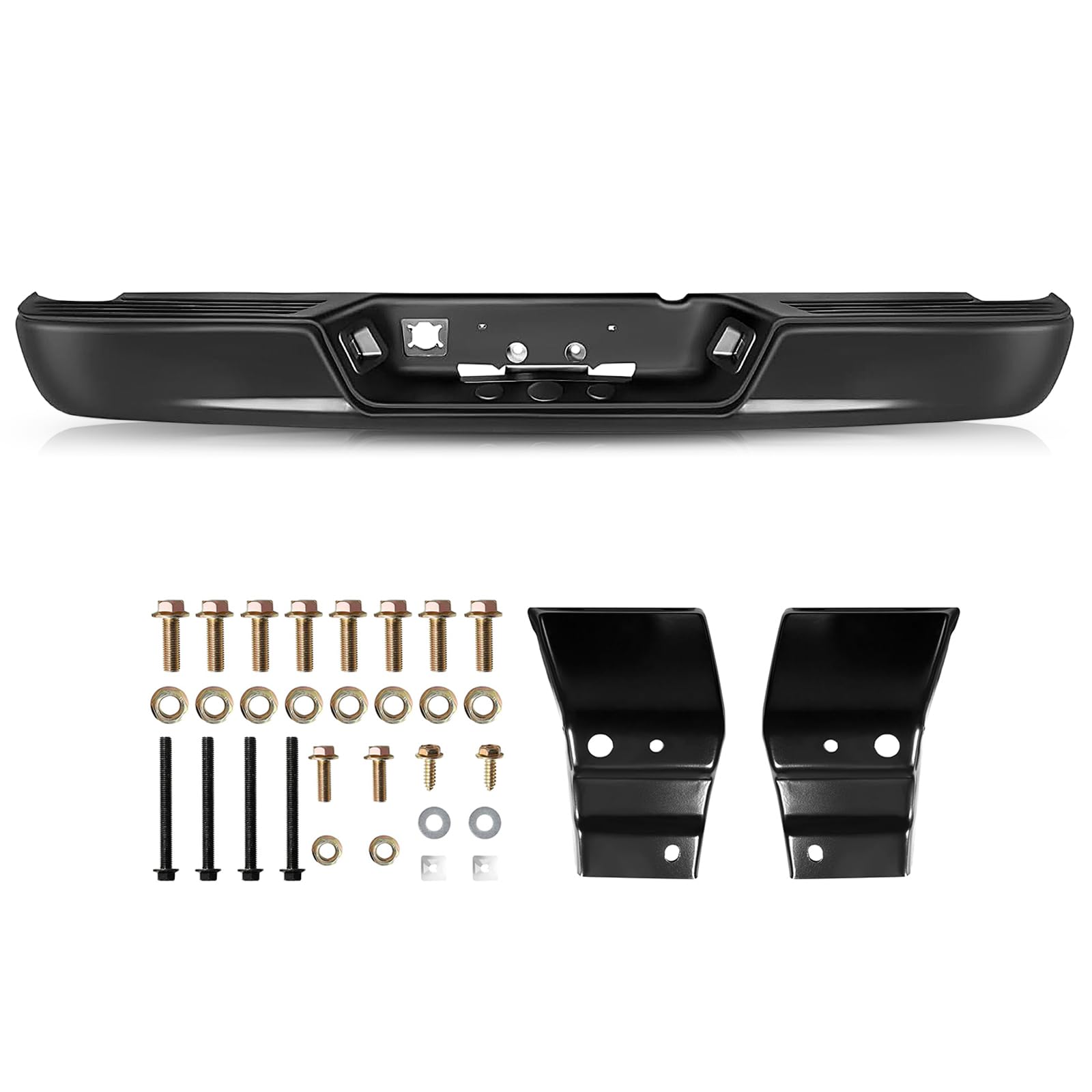 SOCKIR Anti-Rust Coating Rear Step Bumper Assembly Fit For 2002-2008 Dodge Ram 1500 2003-2009 Ram 2500 3500 Pickup Truck Black Steel CH1103111