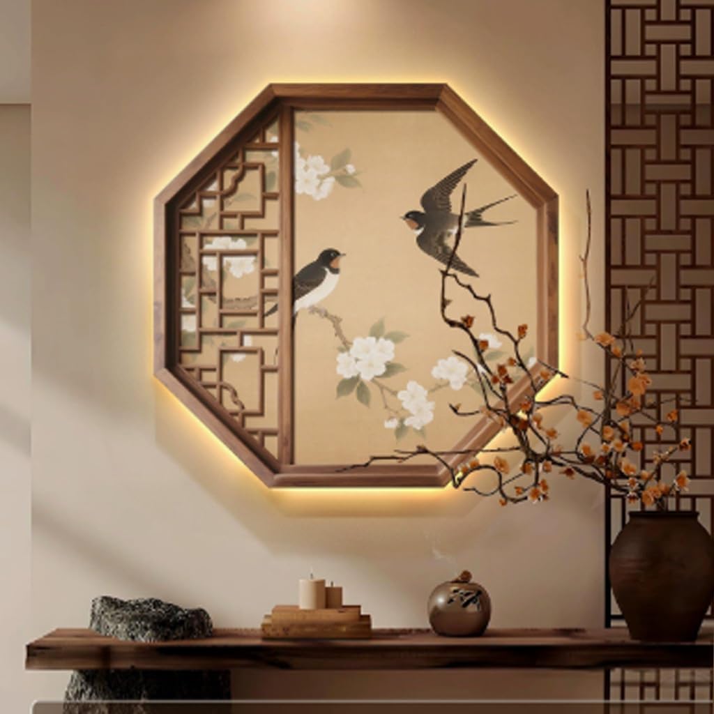 Weiwehome 3D LED Wall Art, Chinese Zen Landscape, Crystal Porcelain Decor