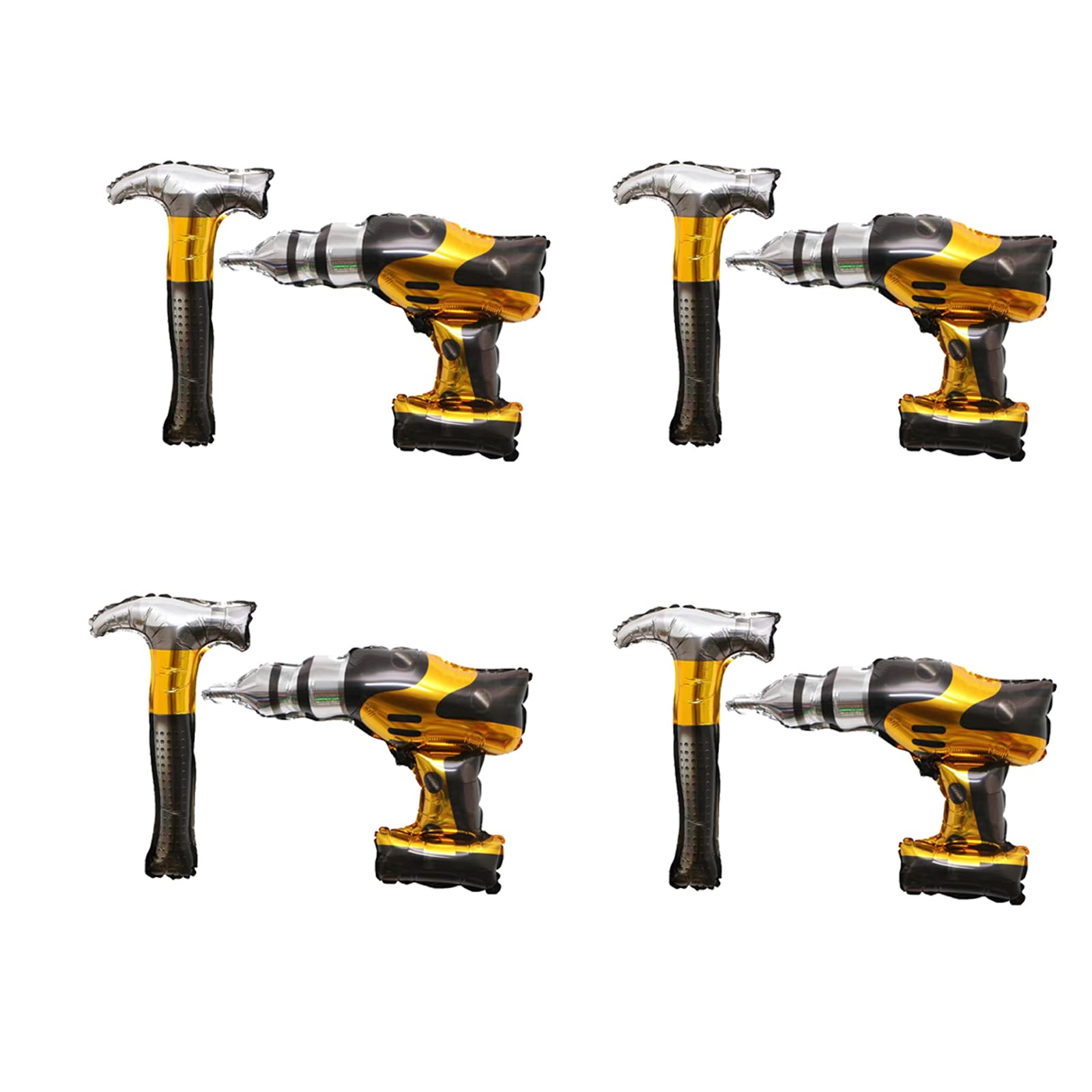 8PCS Hammer Foil Balloons Drill Balloons for Car Construction Birthday Themed Party Decoration Baby Shower