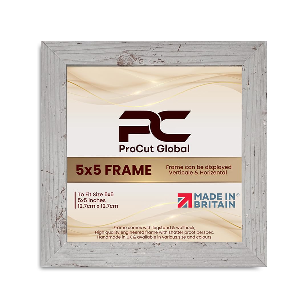 Procut Global 5X5 W/RUSTIC Picture Frames - Modern Wooden Photo Frame with Shatterproof Perspex for Wall or Tabletop - Perfect for Posters, Certificates, Prints - Sizes & Colors Available — image 1