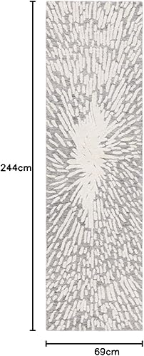 Miniatura 3 de SAFAVIEH Metro Collection - Alfombra de pasillo de 2 pies 3 pulgadas x 8 pies, gris y marfil, hecha a mano, lana abstracta moderna, ideal para zonas