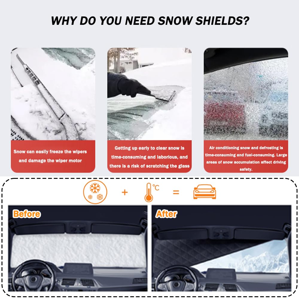 Couverture Pare Brise Voiture pour Peugeot Traveller, Magnétiques Housse de Protection Contre La Neige pour Pare-Brise de Voiture Anti-Glace Anti-UV