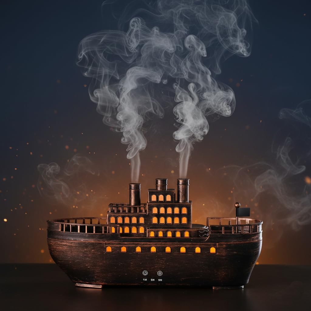 Humidifier for Bedroom Titanic Humidifier with Remote Aromatherapy Diffuser Steamship Humidifier 7 Light 2 Mist Mode Air Humidifiers for Bedroom, Essential Oil Diffuser (Bronze Vintage)-image-13