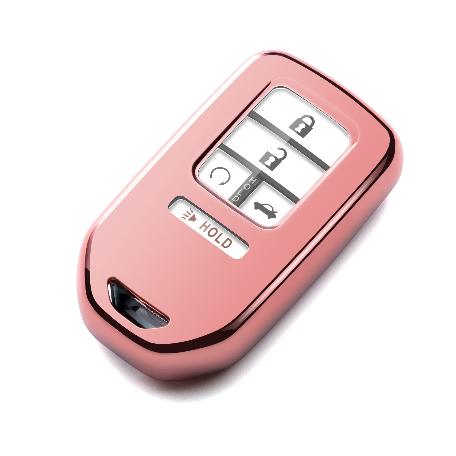 ZSPDACC Compatible with Honda Key Fob Cover Pink TPU Car Key case Holder Key Chain Protector Compatible with Civic Accord Pilot Odyssey CR-V Clarity