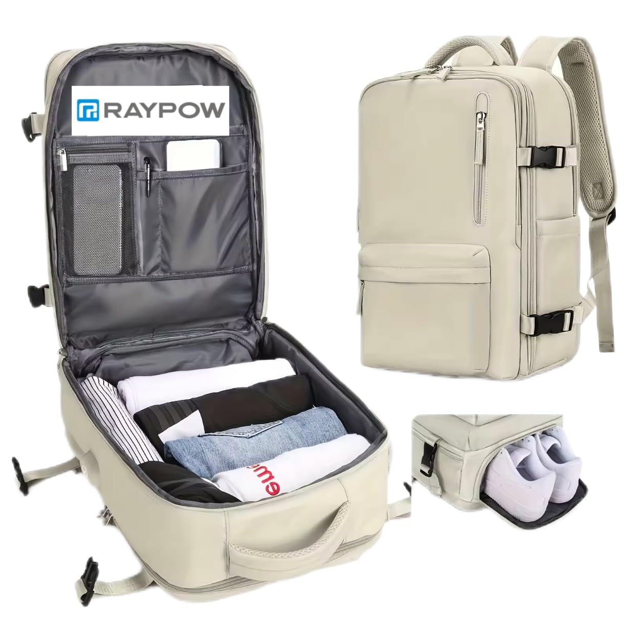 RAYPOW Mochila Viaje Cabina Avion 40x20x25 para Ryanair maletas de viaje cabina avion Bolsa de Cabina 45x36x20 para EasyJet Equipaje de Mano Cabina Avion Mochila de Senderismo Mochila para Wizzair