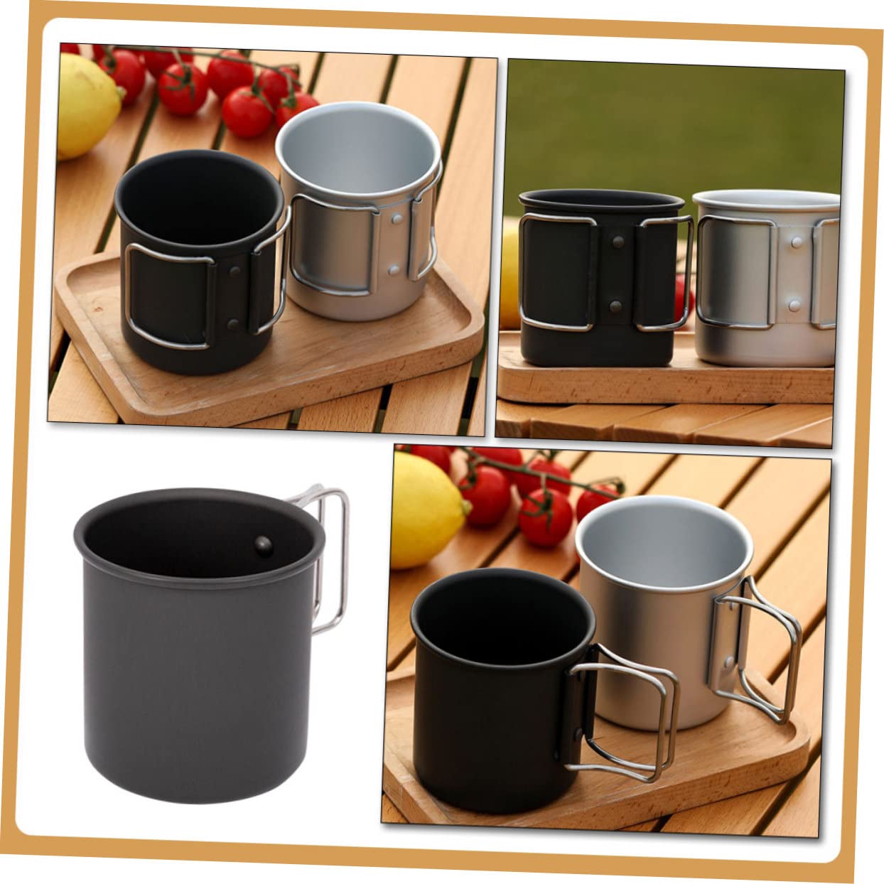 BESPORTBLE 4piezas Taza De Camping Inoxidable Vaso Portátil Para Agua Para Acampadas Picnics y Viajes Diseño Apilable y Fácil De Limpiar