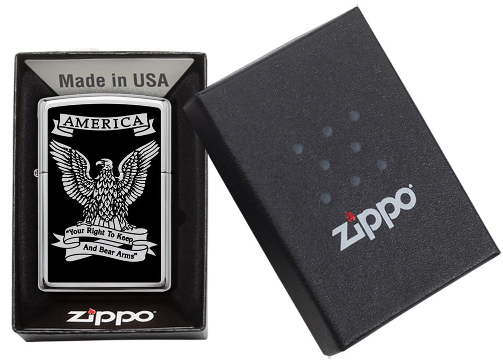 Zippo Eagles Dare Pocket Lighter - Refillable Flip-Top Windproof Lighters - Fierce Soaring Eagle Patriotic Design Pocket Lighters - Luxury Metal Lighter Made in USA product thumbnail 8