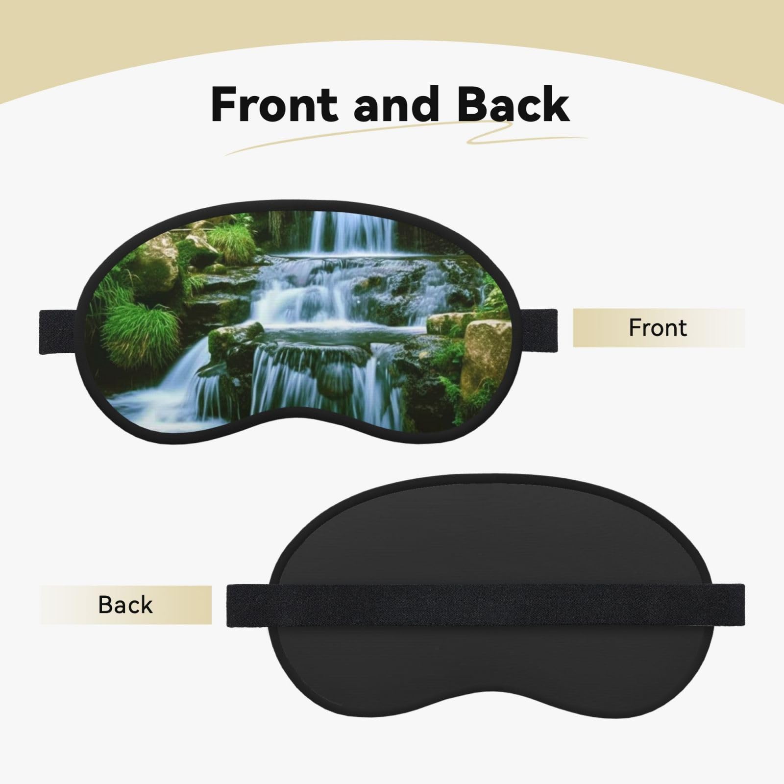 Sleep Mask for Side Sleeper Silk Sleeping Eye Masks with Elastic Strap Super Soft Eye Sleep Shade Cover Waterfall Flowing Down Blackout Night Blindfold for Women Men Travel